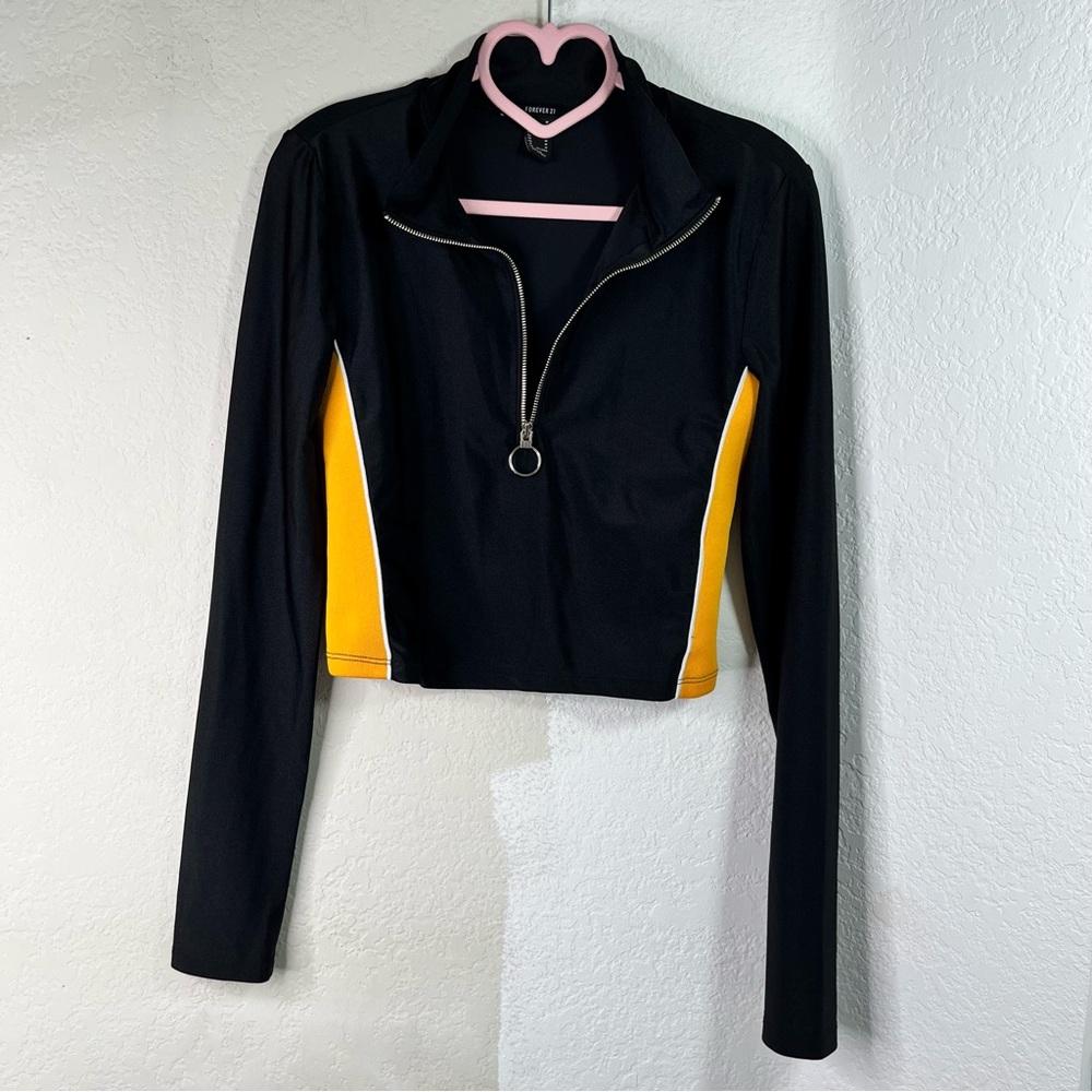 Forever 21 Half Zip Crop Long Sleeve